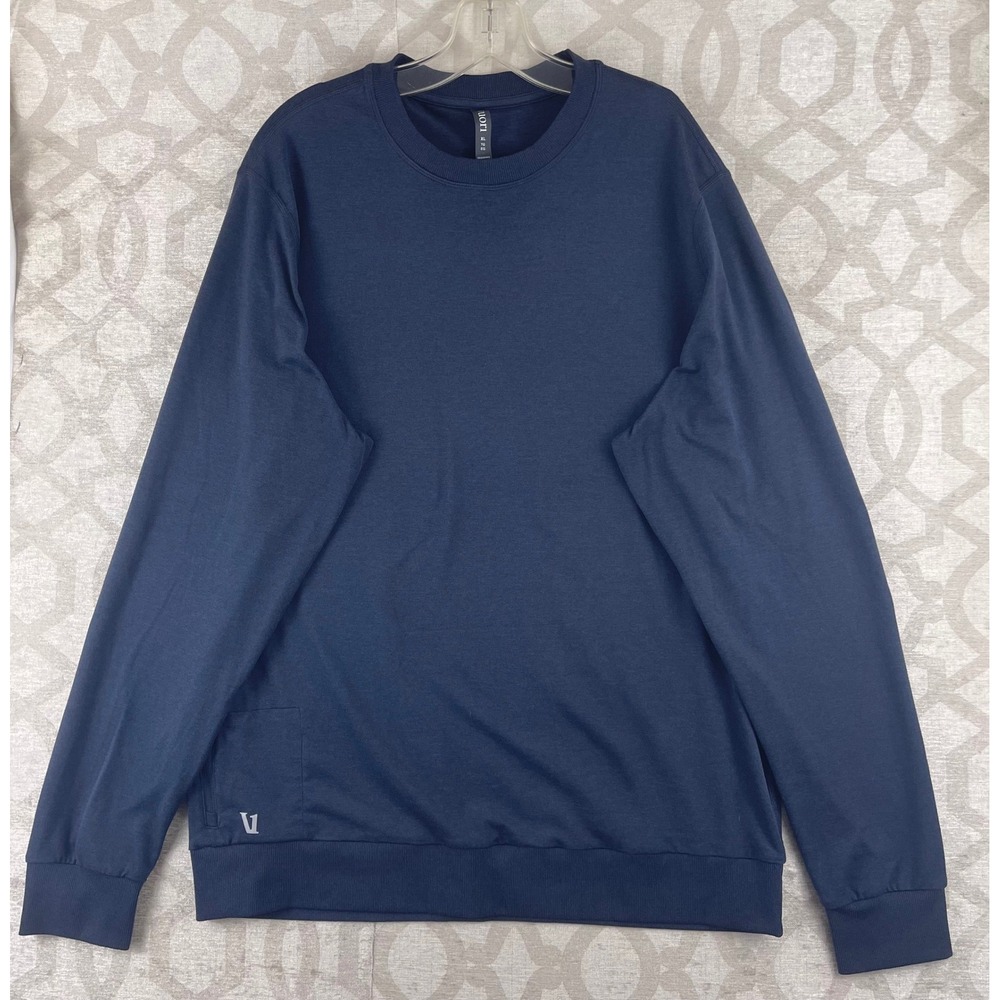 Vuori Ponto Performance Crewneck Sweatshirt Mens XL Navy Blue Heather Pullover